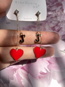 J Red Heart Earrings
