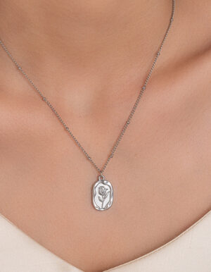 Stainless Steel Rose Flower Necklace