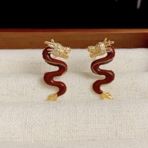 Maroon Dragon Earrings