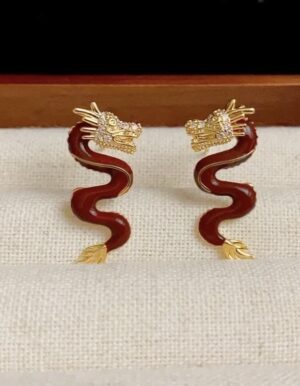 Maroon Dragon Earrings