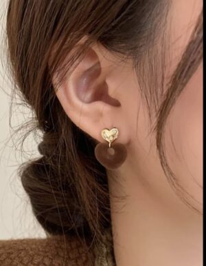 Brown Heart Earrings