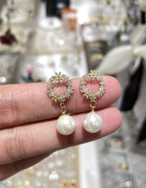 Rhinestone Pearl Earrings