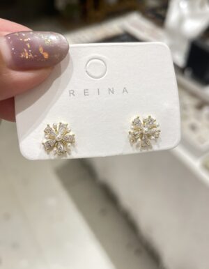 Rhinestone Pearl Flower Studs