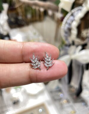 Leaf CZ Stud Earrings