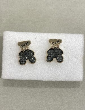 Black Rhinestone Bear Earrings