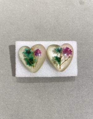 Dry Flower Heart Earrings