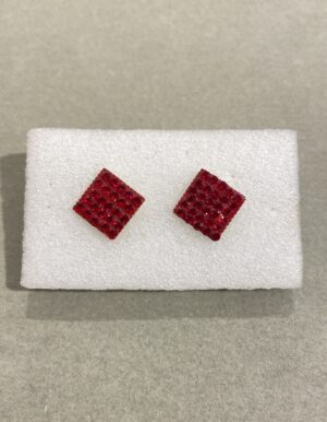 Gold Plated Red Square Earrings