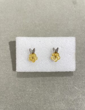 Yellow Seashell Flower Earrings