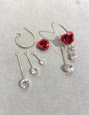 Red Rose Hoop Earrings