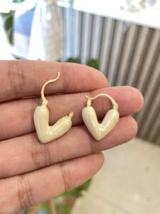 Milky White Heart Hoop Earrings