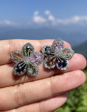 Colorful Stone Flower Earrings