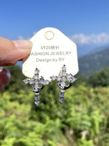 Full Stone Cross Earrings