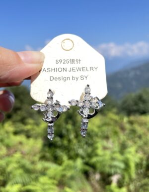 Full Stone Cross Earrings